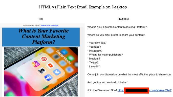 HTML vs Plain Text: You Don't Have to Choose 4 html vs plain text email example on desktop
